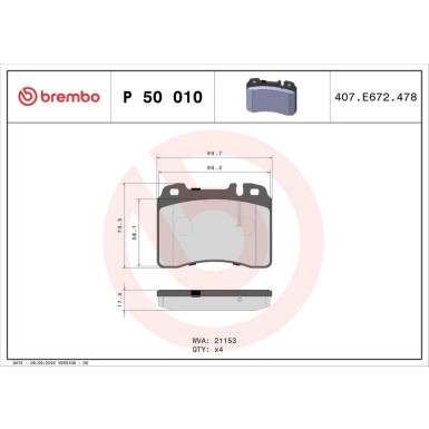 BREMBO Bremsklötze VA MERCEDES C, E-Klasse 82-04 PRIME LINE P 50 010