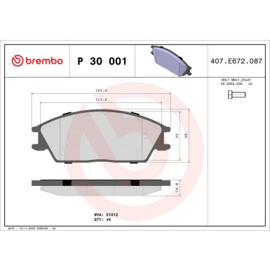 BREMBO Bremsklötze VA P 30 001 BREMBO Bremsklötze VA P 30 001