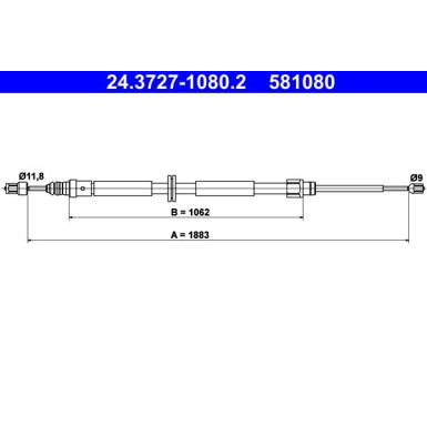 ATE Handbremsseil Seilzug Festellbremse 24.3727-1080.2 ATE Handbremsseil Seilzug Festellbremse 24.3727-1080.2