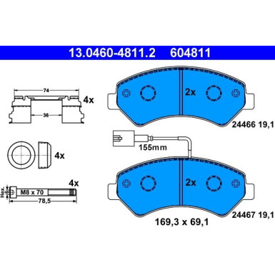 Bremsbelagsatz Fiat P. Ducato 06- Ad 1600Kg 2 Sensoren 13.0460-4811.2 Bremsbelagsatz Fiat P. Ducato 06- Ad 1600Kg 2 Sensoren 13.0460-4811.2