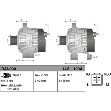 DENSO Generator DAN938 DENSO Generator DAN938