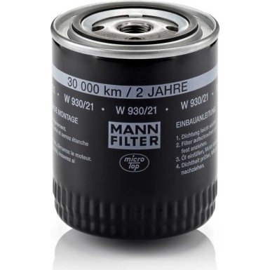 Mann & Hummel Ölfilter PKW AUDI 80, A4 A6 W 930/21 Mann & Hummel Ölfilter PKW AUDI 80, A4 A6 W 930/21