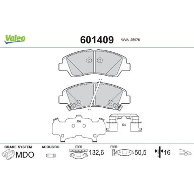 VALEO Bremsbeläge 601409