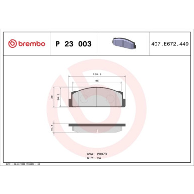 BREMBO Bremsklötze VA P 23 003 BREMBO Bremsklötze VA P 23 003