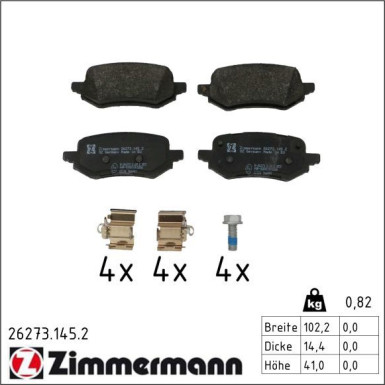 ZIMMERMANN Bremsbelagsatz, Scheibenbremse 26273.145.2 ZIMMERMANN Bremsbelagsatz, Scheibenbremse 26273.145.2