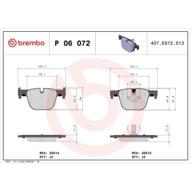 BREMBO Bremsklötze HA P 06 072 BREMBO Bremsklötze HA P 06 072