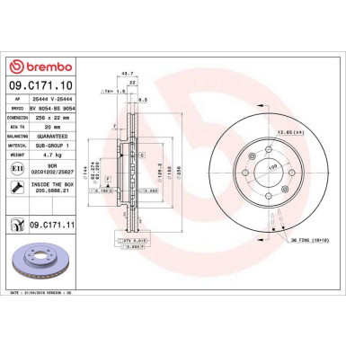 80 481 041 Bremsscheibe VA 09.C171.11 80 481 041 Bremsscheibe VA 09.C171.11