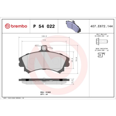 BREMBO Bremsklötze VA P 54 022 BREMBO Bremsklötze VA P 54 022