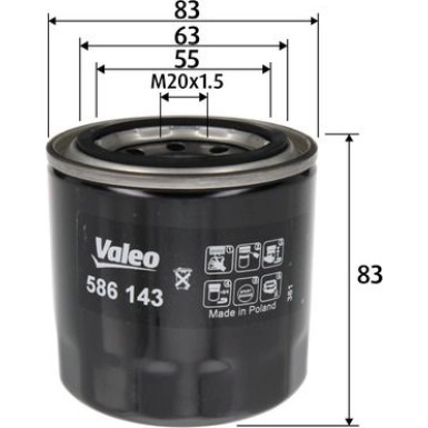 VALEO Ölfilter 586143 VALEO Ölfilter 586143