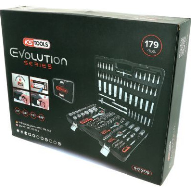 KS TOOLS 1/4 + 3/8 + 1/2 Steckschlüsselsatz, 179-teilig 917.0779 KS TOOLS 1/4 + 3/8 + 1/2 Steckschlüsselsatz, 179-teilig 917.0779