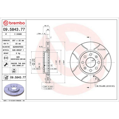 Bremsscheibe VA Brembo Max FIAT OPEL XTRA LINE - Max 09.5843.77 Bremsscheibe VA Brembo Max FIAT OPEL XTRA LINE - Max 09.5843.77