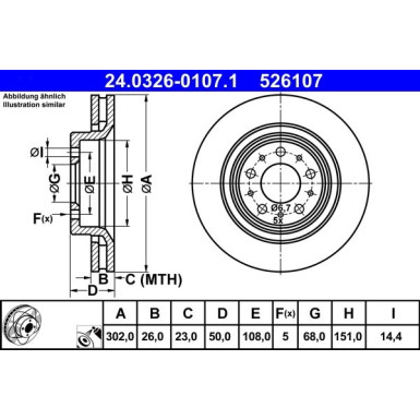 Bremsscheibe Volvo P. S70/V70/C70 96-05 Power Disc 24.0326-0107.1 Bremsscheibe Volvo P. S70/V70/C70 96-05 Power Disc 24.0326-0107.1