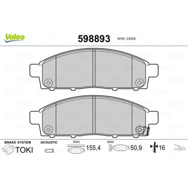VALEO Bremsbeläge 598893 VALEO Bremsbeläge 598893