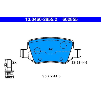 Bremsbelagsatz Db T. W168/Vaneo 1.6-2.1 97-12 13.0460-2855.2 Bremsbelagsatz Db T. W168/Vaneo 1.6-2.1 97-12 13.0460-2855.2