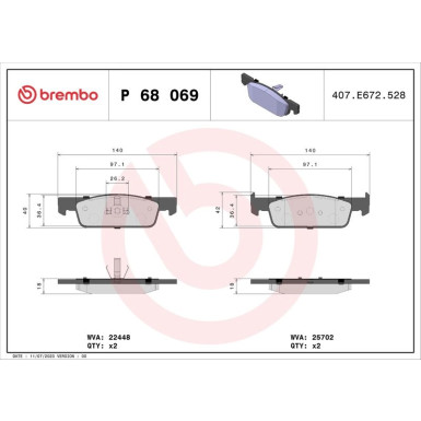 BREMBO Bremsklötze VA P 68 069 BREMBO Bremsklötze VA P 68 069