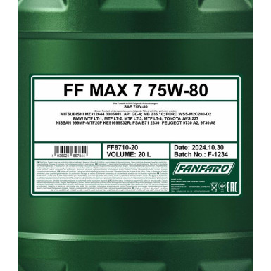 Fanfaro MAX7 75W-80 20L FF8710-20 Fanfaro MAX7 75W-80 20L FF8710-20