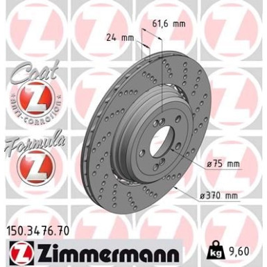 ZIMMERMANN Bremsscheibe 150.3476.70 Formula Z
