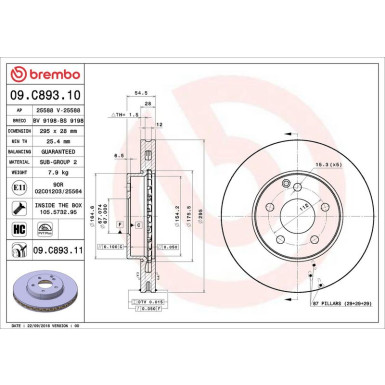 15 481 053 Bremsscheibe VA 09.C893.11 15 481 053 Bremsscheibe VA 09.C893.11