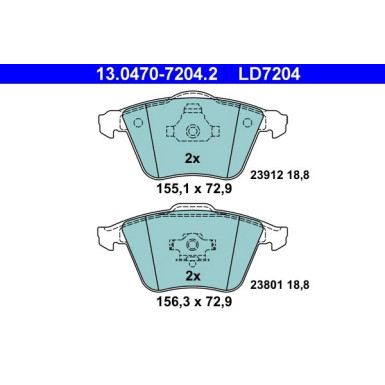 Bremsbelagsatz Volvo P. C70/S40/V40/V50 04- Keramik ATE Ceramic 13.0470-7204.2