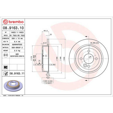 11 482 031 Bremsscheibe HA 08.9163.11 11 482 031 Bremsscheibe HA 08.9163.11