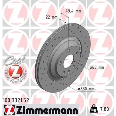 12 482 022 Sport Bremsscheibe HA Sport 100.3321.52 12 482 022 Sport Bremsscheibe HA Sport 100.3321.52