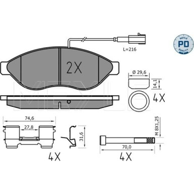 Bremsbelagsatz Fiat P. Ducato/Boxer/Jumper 06- Adowno— 1100/1500 MEYLE-PD: Advanced performance and design 025 244 6819-1/PD Bremsbelagsatz Fiat P. Ducato/Boxer/Jumper 06- Adowno— 1100/1500 MEYLE-PD: Advanced performance and design 025 244 6819-1/PD