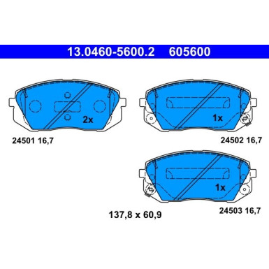 Bremsbelagsatz Hyundai P. I40/Ix35/Tucson 1.6-2.0 Gdi 10 13.0460-5600.2 Bremsbelagsatz Hyundai P. I40/Ix35/Tucson 1.6-2.0 Gdi 10 13.0460-5600.2