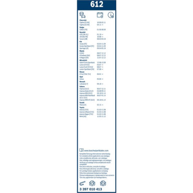 612 BOSCH Scheibenwischer 3397010413 612 BOSCH Scheibenwischer 3397010413