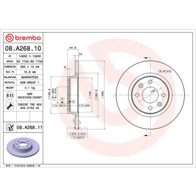 72 481 042 Bremsscheibe VA 08.A268.11 72 481 042 Bremsscheibe VA 08.A268.11