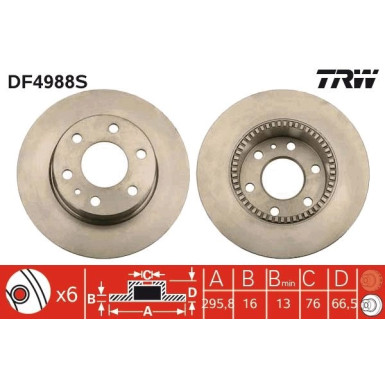 Bremsscheibe Iveco T. Daily 06-/11-/14- Mit Abs TRW SINGLE DF4988S Bremsscheibe Iveco T. Daily 06-/11-/14- Mit Abs TRW SINGLE DF4988S