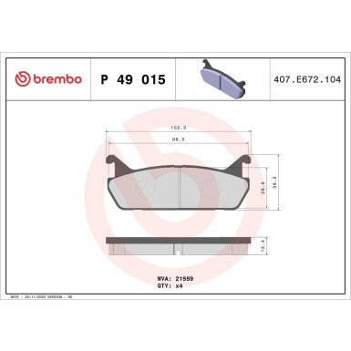 BREMBO Bremsklötze HA P 49 015 BREMBO Bremsklötze HA P 49 015