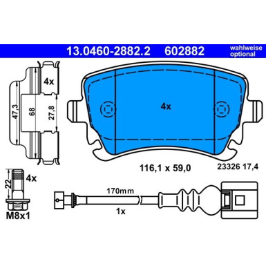 Bremsbelagsatz Vw T. T5 03- Mit Sensor 13.0460-2882.2 Bremsbelagsatz Vw T. T5 03- Mit Sensor 13.0460-2882.2