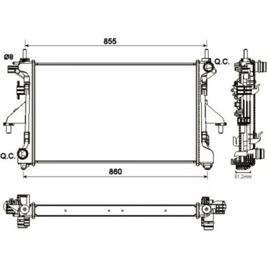 Kühler, Motorkühlung 54204A Kühler, Motorkühlung 54204A