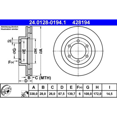 Bremsscheibe Toyota P. Land Cruiser 3.0 D-4D 03-09 24.0128-0194.1