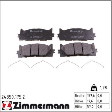 ZIMMERMANN Bremsbeläge 24350.175.2 ZIMMERMANN Bremsbeläge 24350.175.2