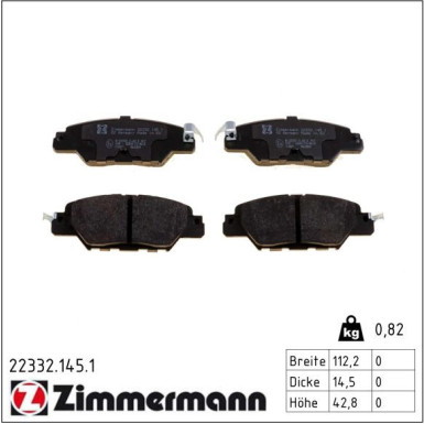 ZIMMERMANN Bremsbeläge 22332.145.1