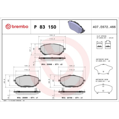 BREMBO Bremsklötze VA P 83 150 BREMBO Bremsklötze VA P 83 150