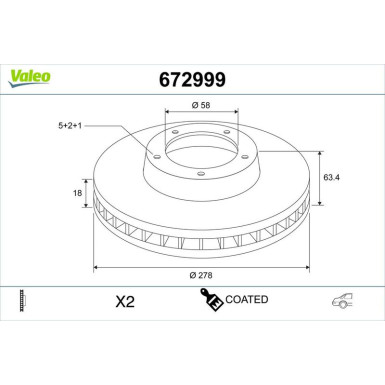 VALEO Bremsscheibe 672999 COATED VALEO Bremsscheibe 672999 COATED
