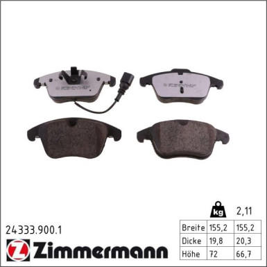 ZIMMERMANN Bremsbeläge 24333.900.1 ZIMMERMANN Bremsbeläge 24333.900.1