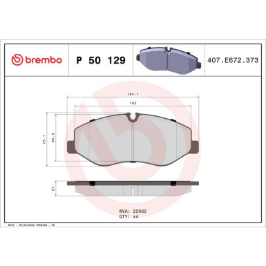 BREMBO Bremsklötze VA MERCEDES Vito 14 PRIME LINE P 50 129