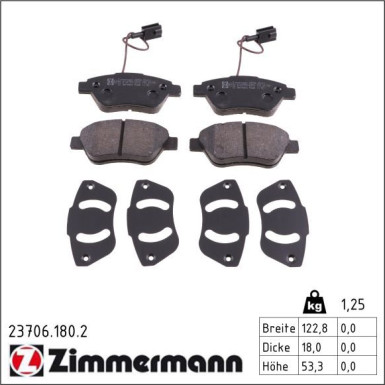 ZIMMERMANN Bremsbeläge 23706.180.2