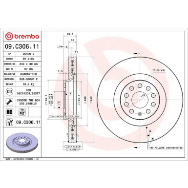 12 481 068 Bremsscheibe VA AUDI,SEAT,SKODA,VW Golf VII 12 PRIME LINE - UV Coated 09.C306.11