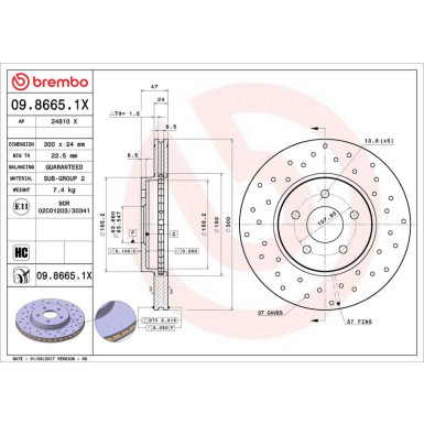 Bremsscheibe VA Xtra FORD Mondeo JAGUAR X-Type 00-09 XTRA LINE - Xtra 09.8665.1X Bremsscheibe VA Xtra FORD Mondeo JAGUAR X-Type 00-09 XTRA LINE - Xtra 09.8665.1X
