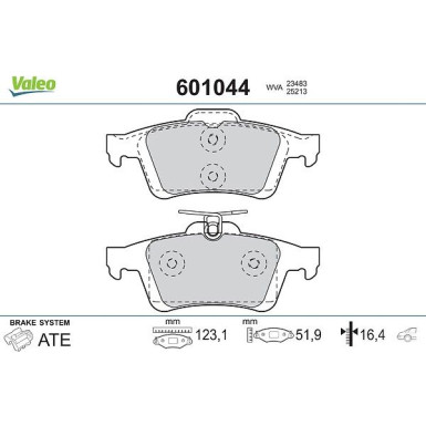 VALEO Bremsbeläge 601044 VALEO Bremsbeläge 601044