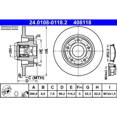 Bremsscheibe Renault T. Clio/Megane/Scenic 08- Mit Abs-Lager 24.0108-0118.2 Bremsscheibe Renault T. Clio/Megane/Scenic 08- Mit Abs-Lager 24.0108-0118.2