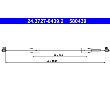 ATE Handbremsseil Seilzug Festellbremse 24.3727-0439.2 ATE Handbremsseil Seilzug Festellbremse 24.3727-0439.2