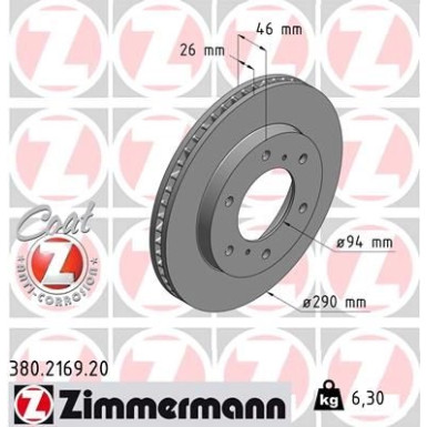 ZIMMERMANN Bremsscheibe 380.2169.20 ZIMMERMANN Bremsscheibe 380.2169.20