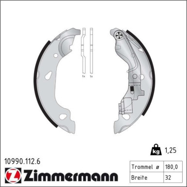 ZIMMERMANN Bremsbacken 10990.112.6 ZIMMERMANN Bremsbacken 10990.112.6