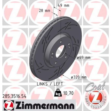 ZIMMERMANN Bremsscheibe 285.3516.54 ZIMMERMANN Bremsscheibe 285.3516.54