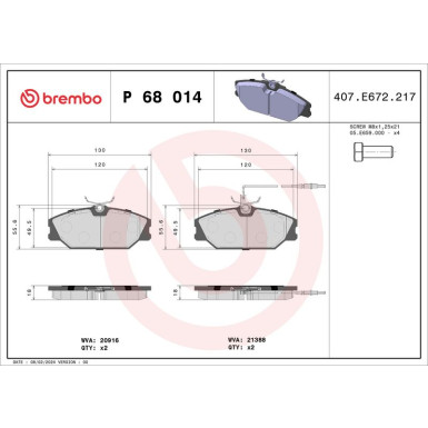 BREMBO Bremsklötze VA P 68 014 BREMBO Bremsklötze VA P 68 014
